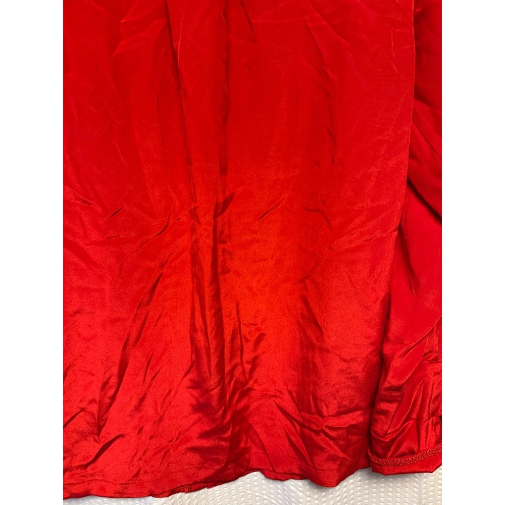 VTG 1980-90s Erez SZ 2 (Small) 100% Silk Red Heavy Embellished Blouse Detail NWT - Picture 15 of 16